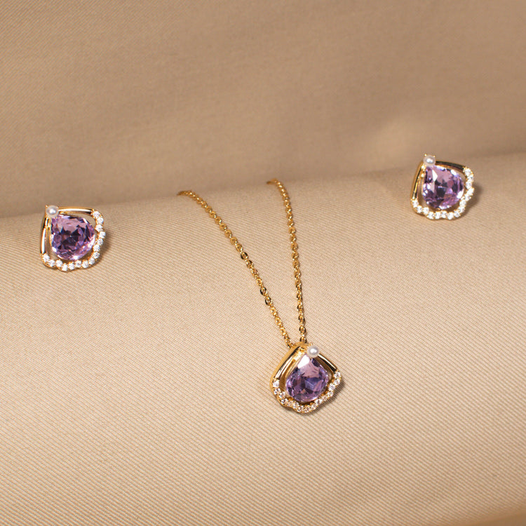 Amethyst Shell Pendant Set