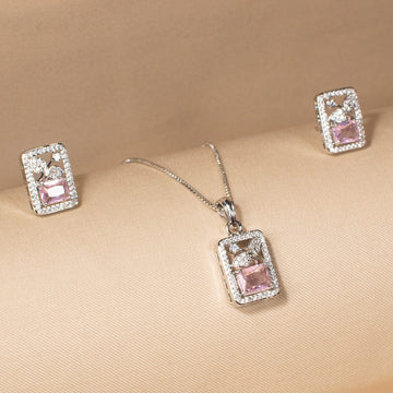 Ananya Pendant Set-Pink-Minima Collection
