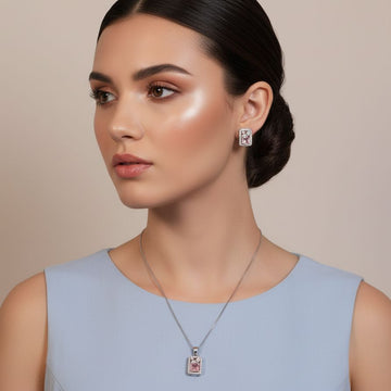 Ananya Pendant Set-Pink-Minima Collection