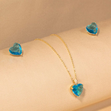 Aqua Heart Pendant Set - Minima Collection