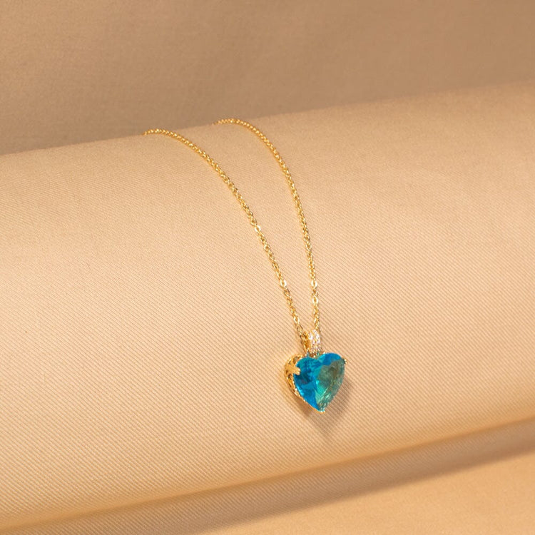 Aqua Heart Pendant Set - Minima Collection