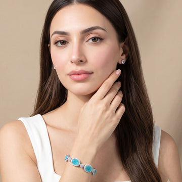 Aqua Ice Halo Bracelet