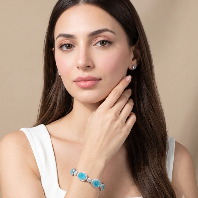 Aqua Ice Halo Bracelet