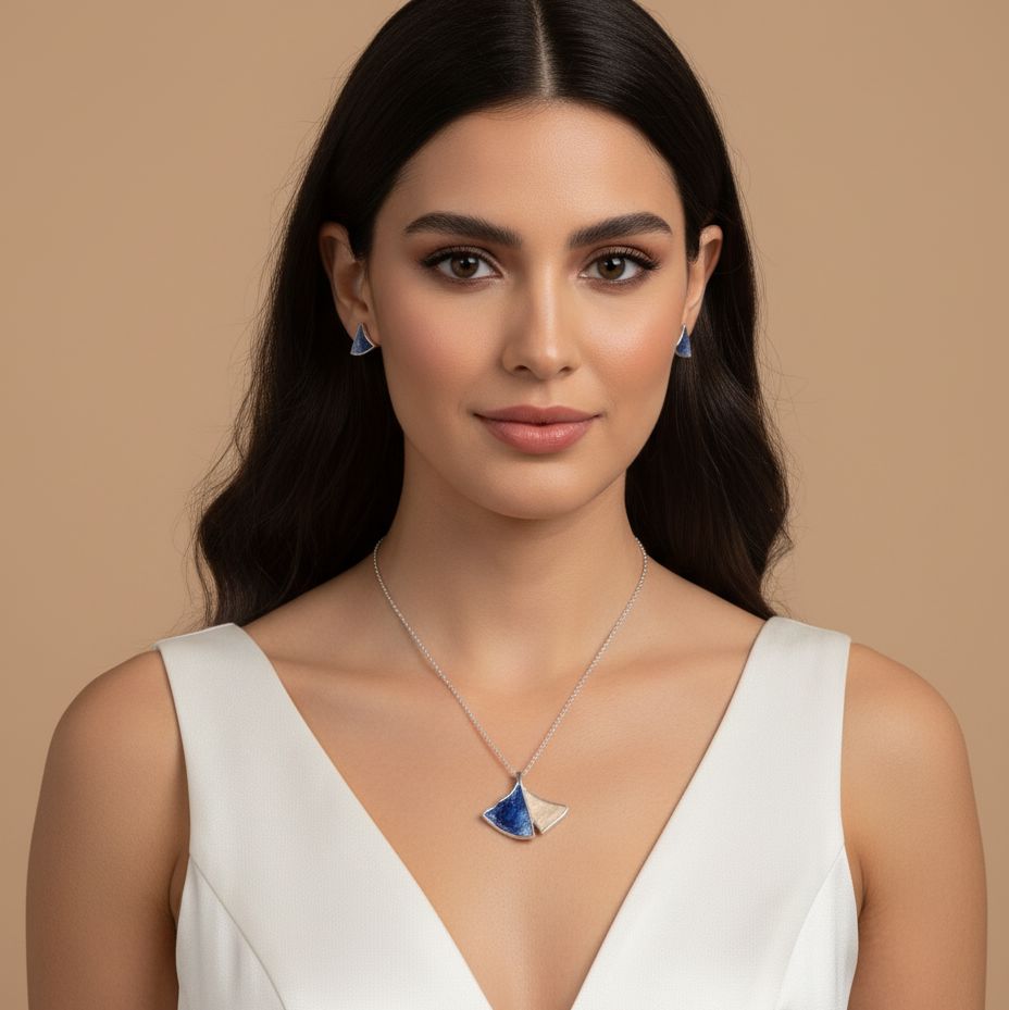 Azul Fan Pendant Set-Edgy Collection