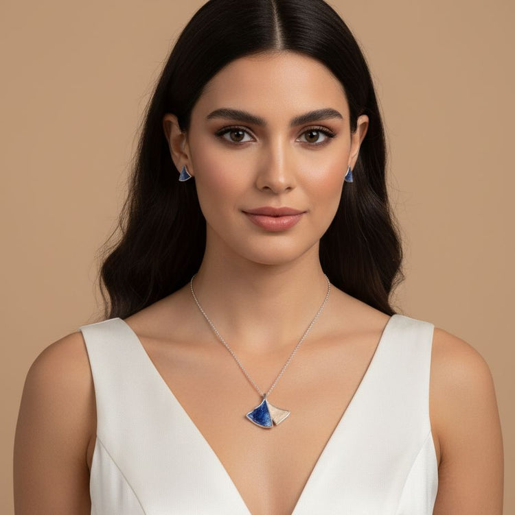 Azul Fan Pendant Set-Edgy Collection