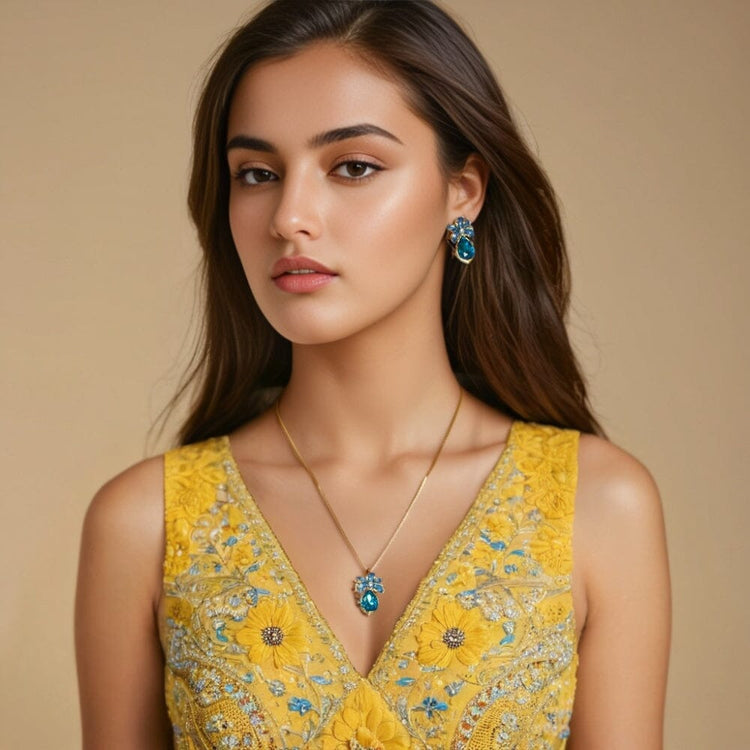 Azure Bloom Pendant Set - Minima Collection