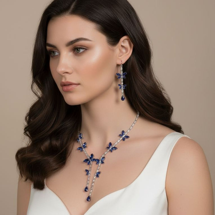 Azure Flutter Necklace Set-Glitterati Collection