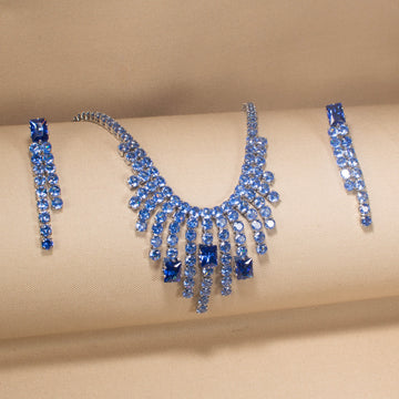 Azure Fringe Statement Necklace Set