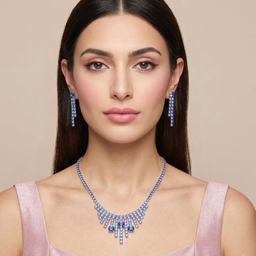 Azure Fringe Statement Necklace Set