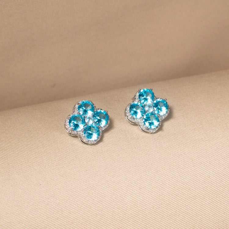 Azure Luck Clover Studs