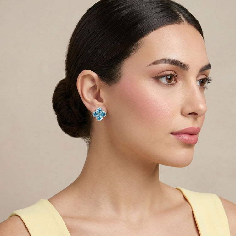 Azure Luck Clover Studs