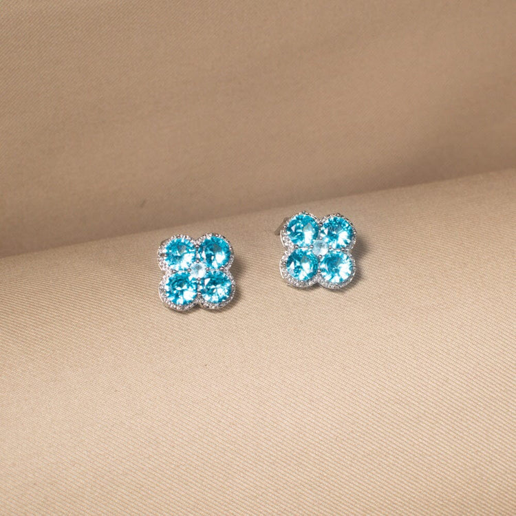 Azure Luck Clover Studs