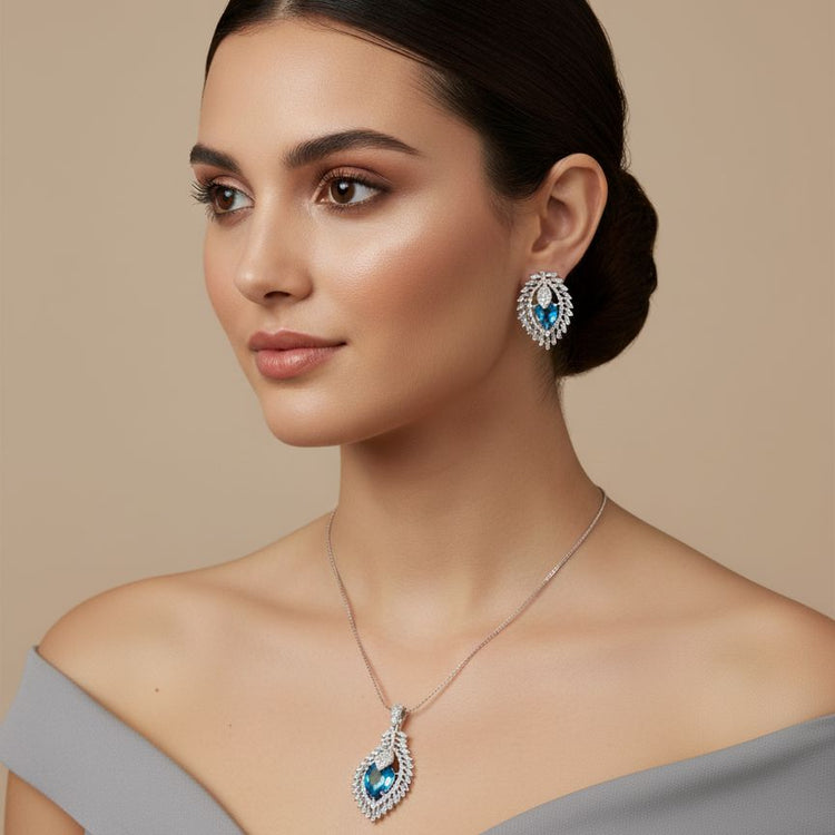 Azure Zenith Pendant Set-Edgy Collection