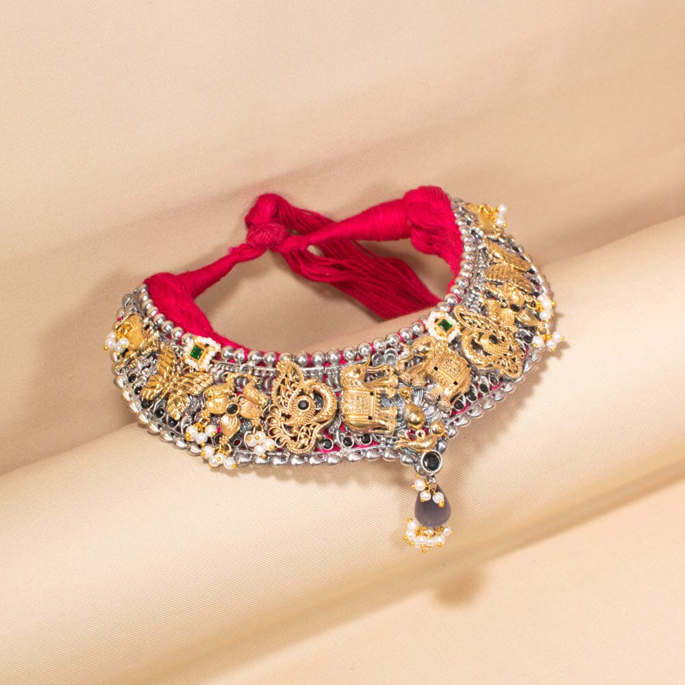 Bhavika Silver Replica Necklace Set - Rajata Collection