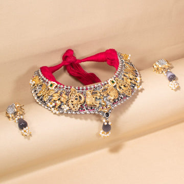 Bhavika Silver Replica Necklace Set - Rajata Collection