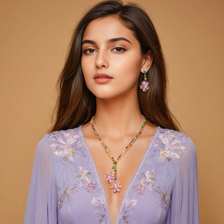 Blossom Cascade Necklace Set-Glitterati Collection