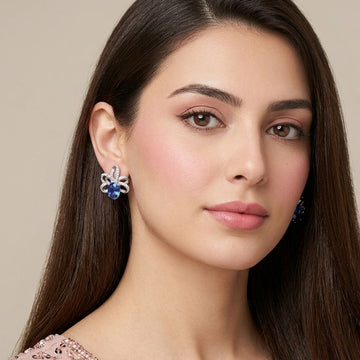 Blue Bow Chic Earrings