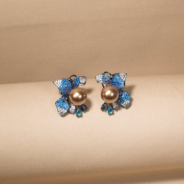 Blue Peacock Pearl Earrings