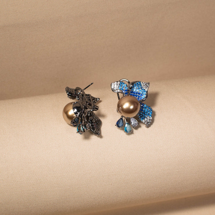 Blue Peacock Pearl Earrings
