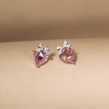 Blush Bow Crystal Studs
