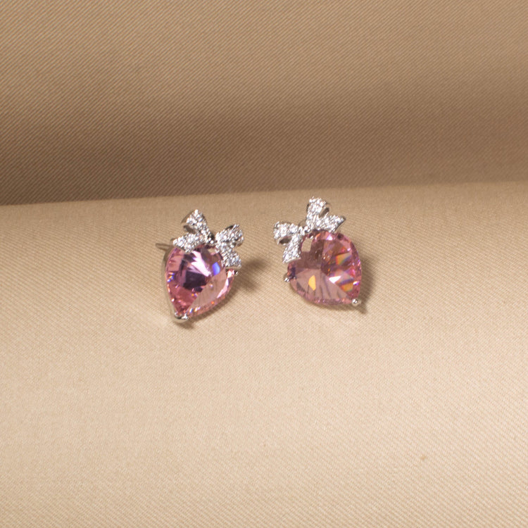 Blush Bow Crystal Studs