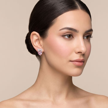 Blush Bow Crystal Studs