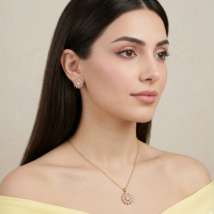 Blushing Dahlia Pendant Set