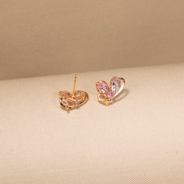 Blushing Heart Cluster Studs