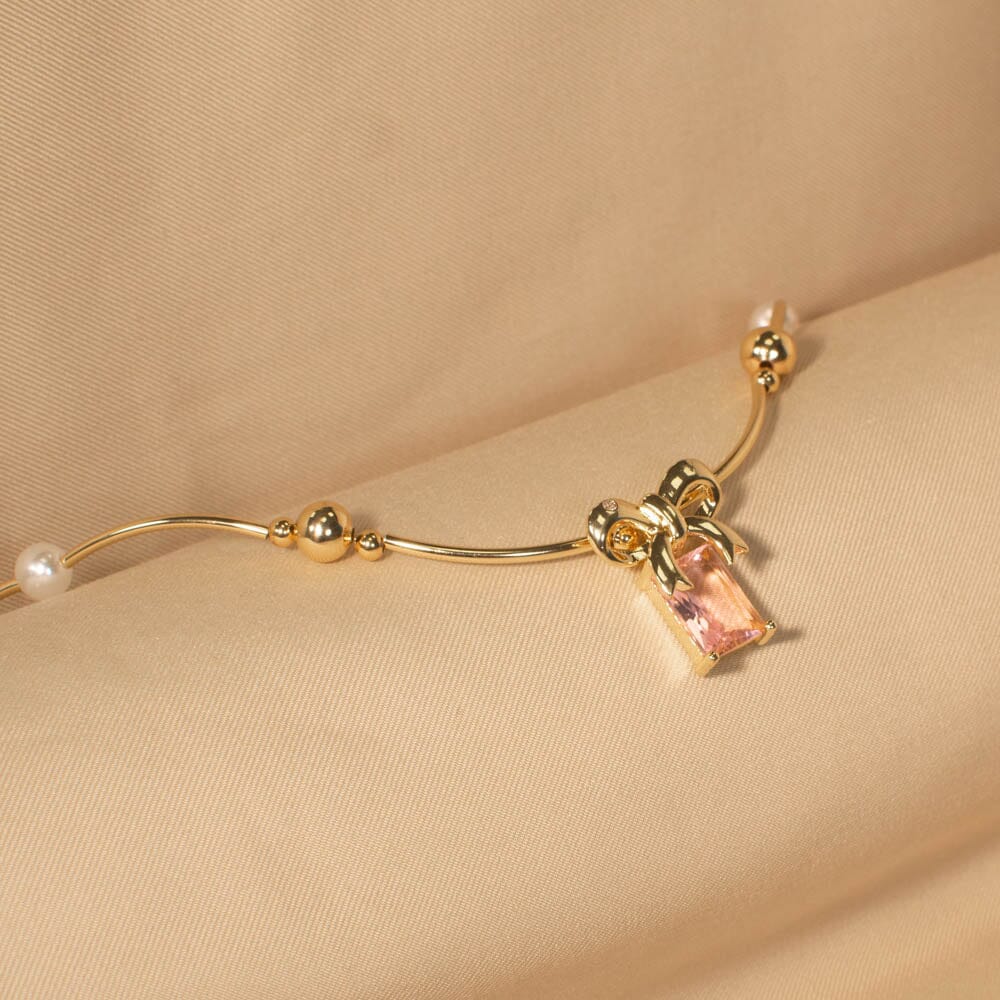 Bow Necklace - Pink