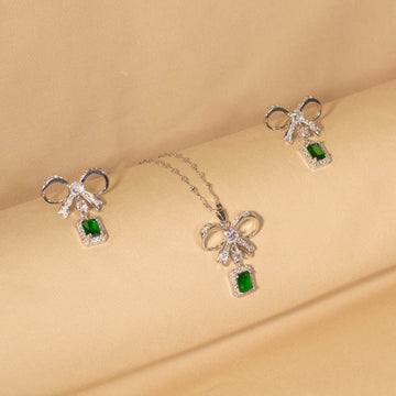 Bow Pendant Set - Green - Minima Collection