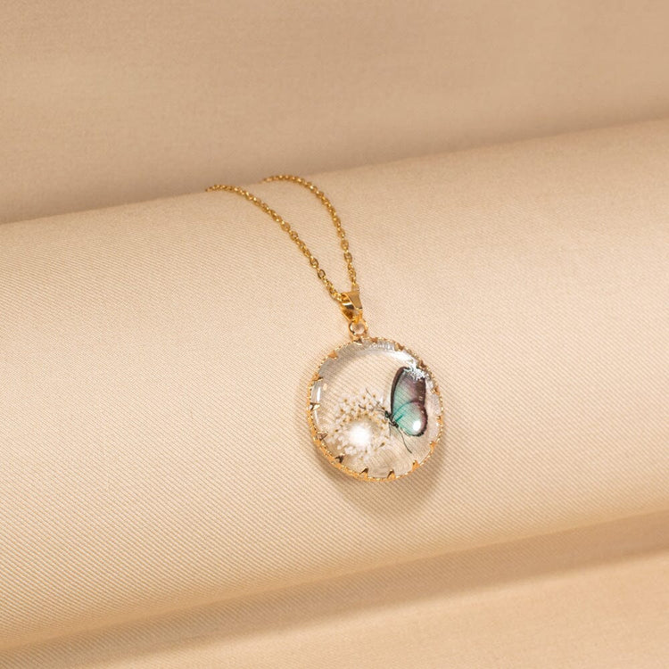 Butterfly Garden Pendant Set-Blue-Nature Collection