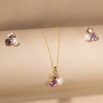 Caramel Berry Pearl Pendant Set