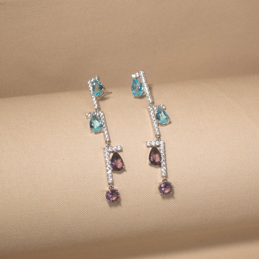 Cascade Crystal Tiered Earrings