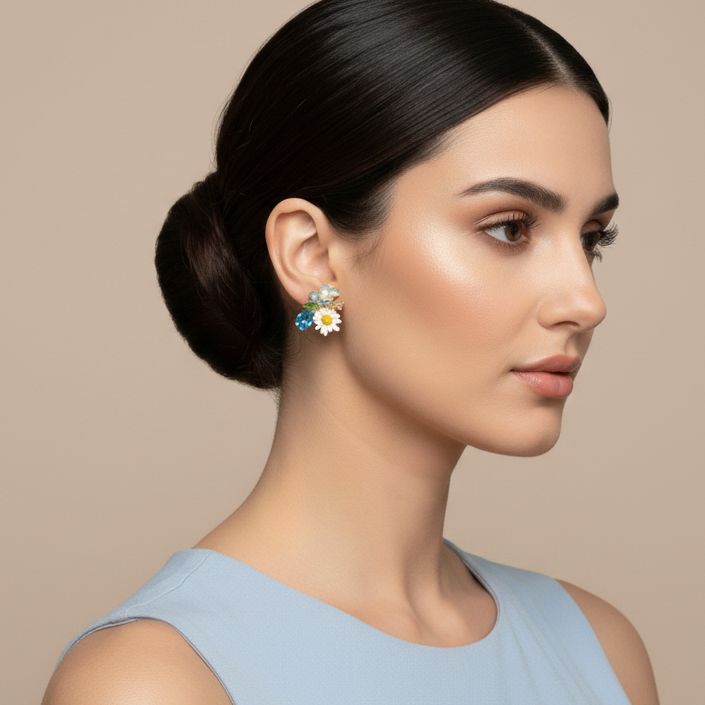 Cerulean Spring Bouquet Studs