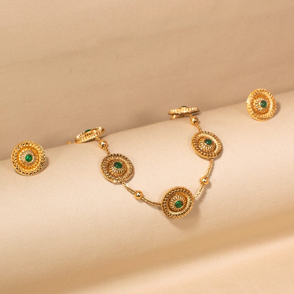 Cirra Necklace Set-Green-Budget Series