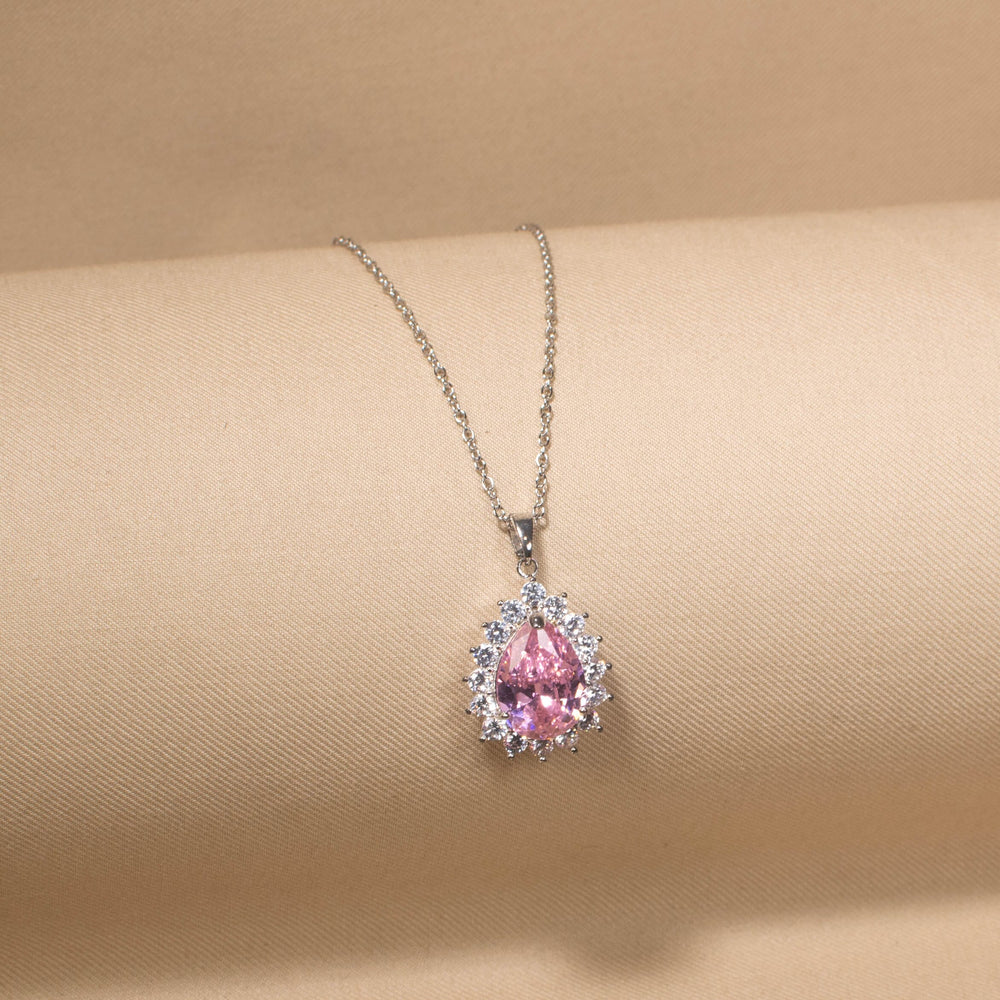 Classic Teardrop Elegance Pendant Set - Pink