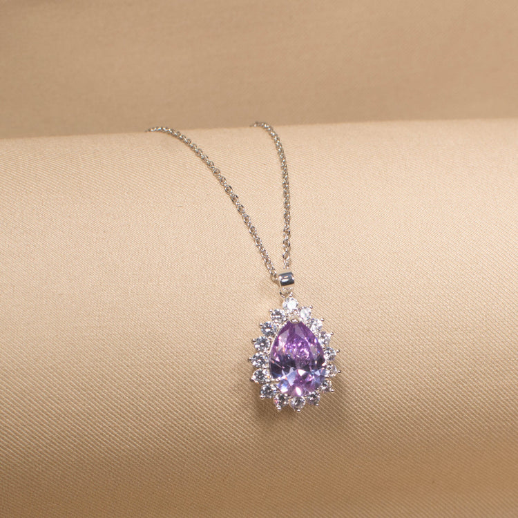 Classic Teardrop Elegance Pendant Set - Purple
