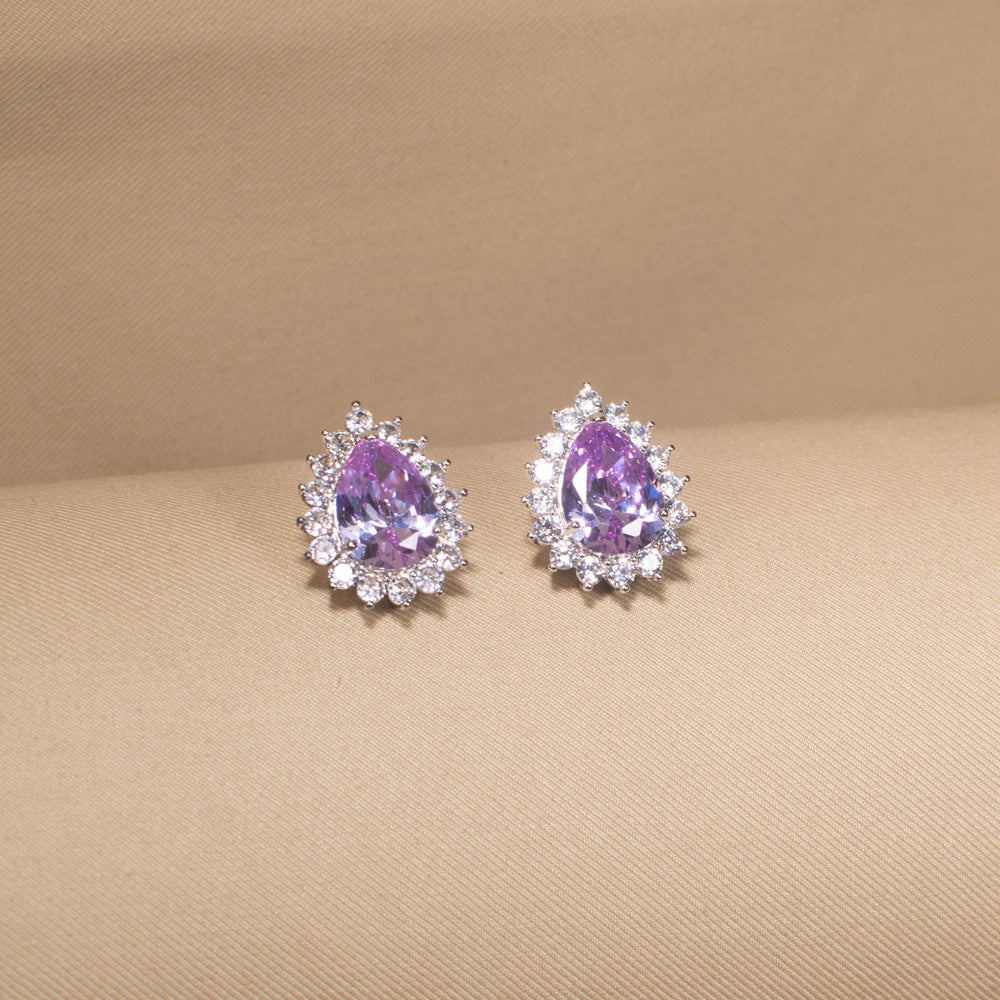 Classic Teardrop Elegance Pendant Set - Purple