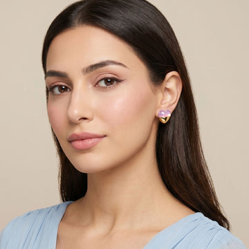 Cloud Nine Heart Studs - Purple