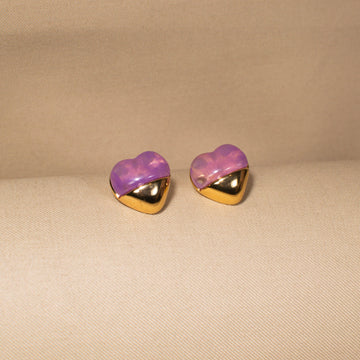 Cloud Nine Heart Studs - Purple