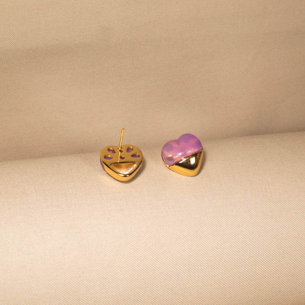 Cloud Nine Heart Studs - Purple