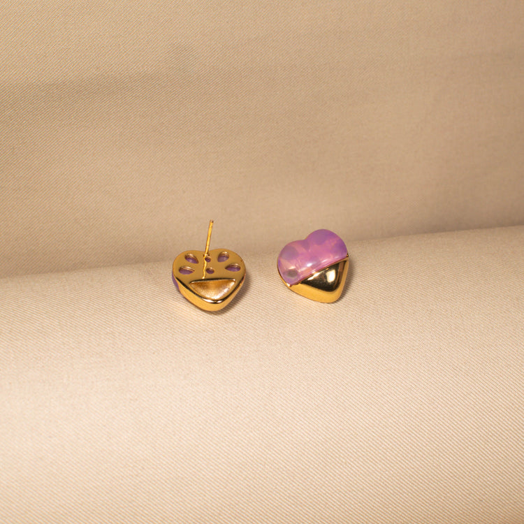 Cloud Nine Heart Studs - Purple