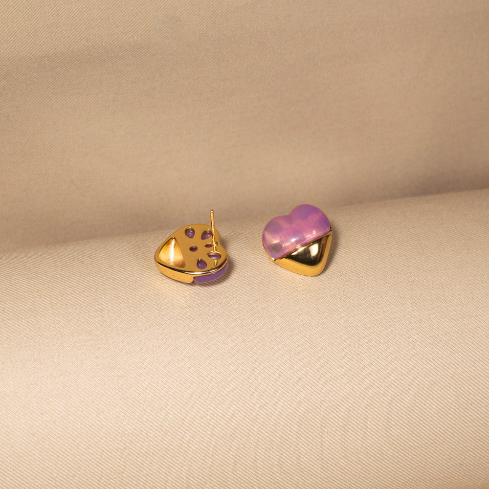 Cloud Nine Heart Studs - Purple