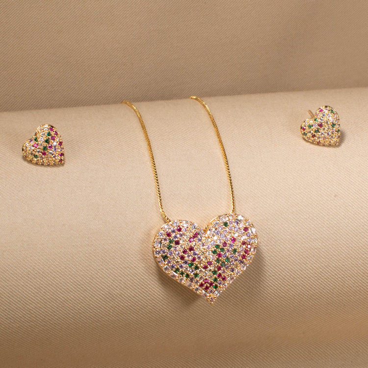 Confetti Heart Pendant Set