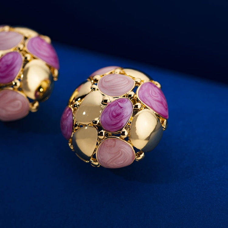 Blue and pink zari embroidered wheel earrings by Bauble Bazaar | The Secret  Label