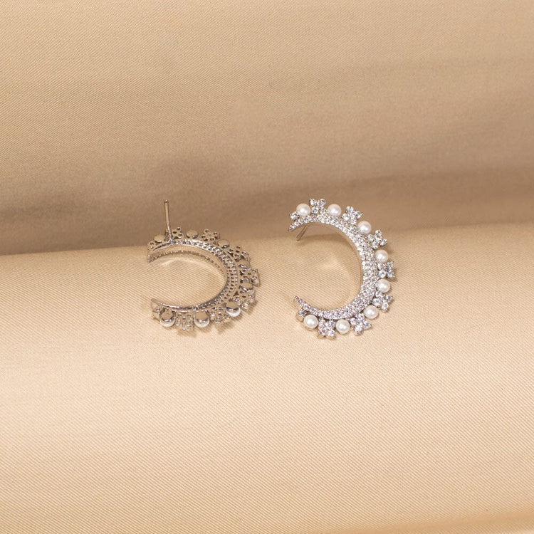 Crescent Pearl Earrings