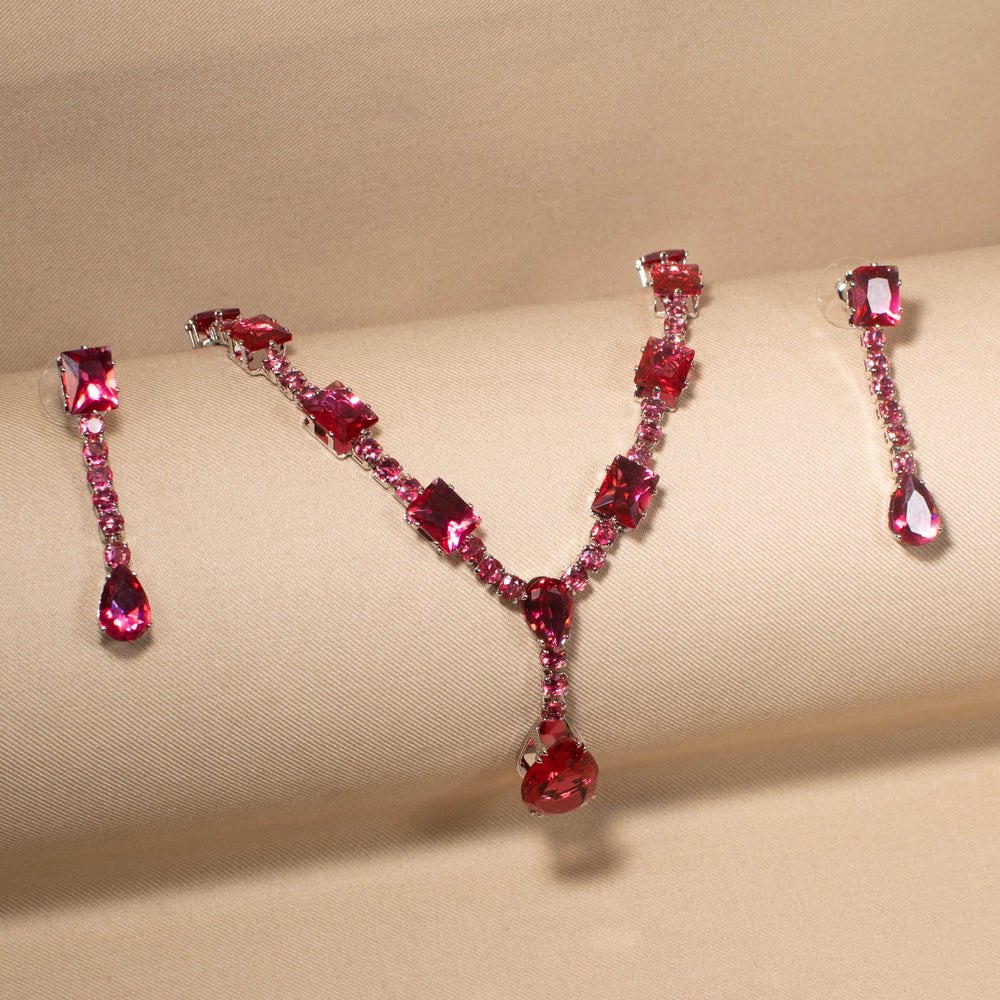 Crimson Cascade Necklace Set