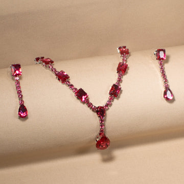 Crimson Cascade Necklace Set