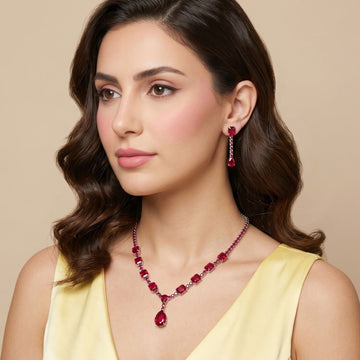 Crimson Cascade Necklace Set