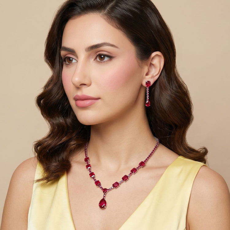 Crimson Cascade Necklace Set